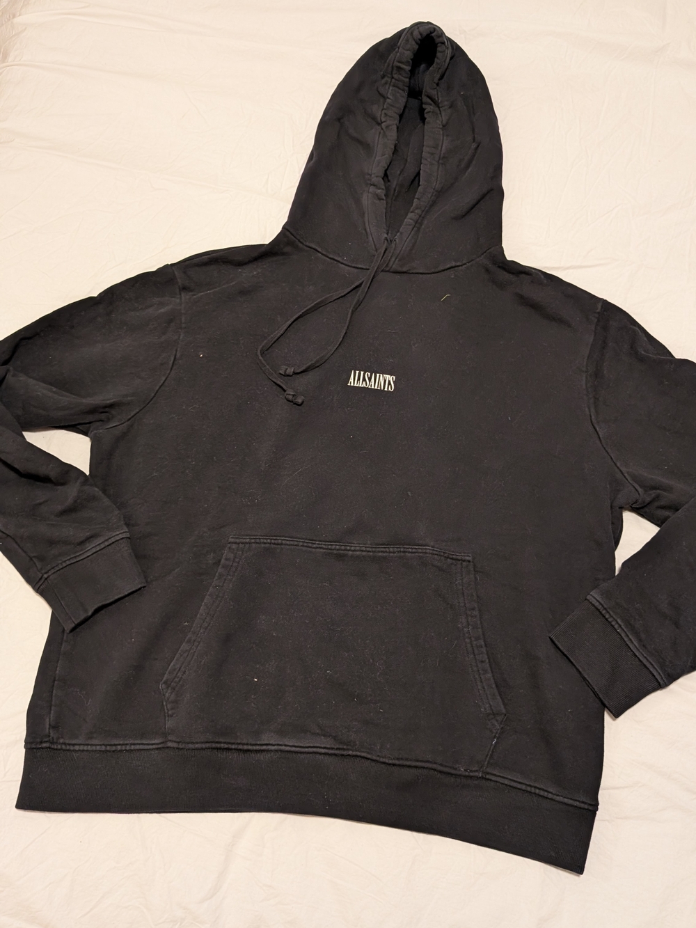 All Saints Black Logo Pullover Hoodie